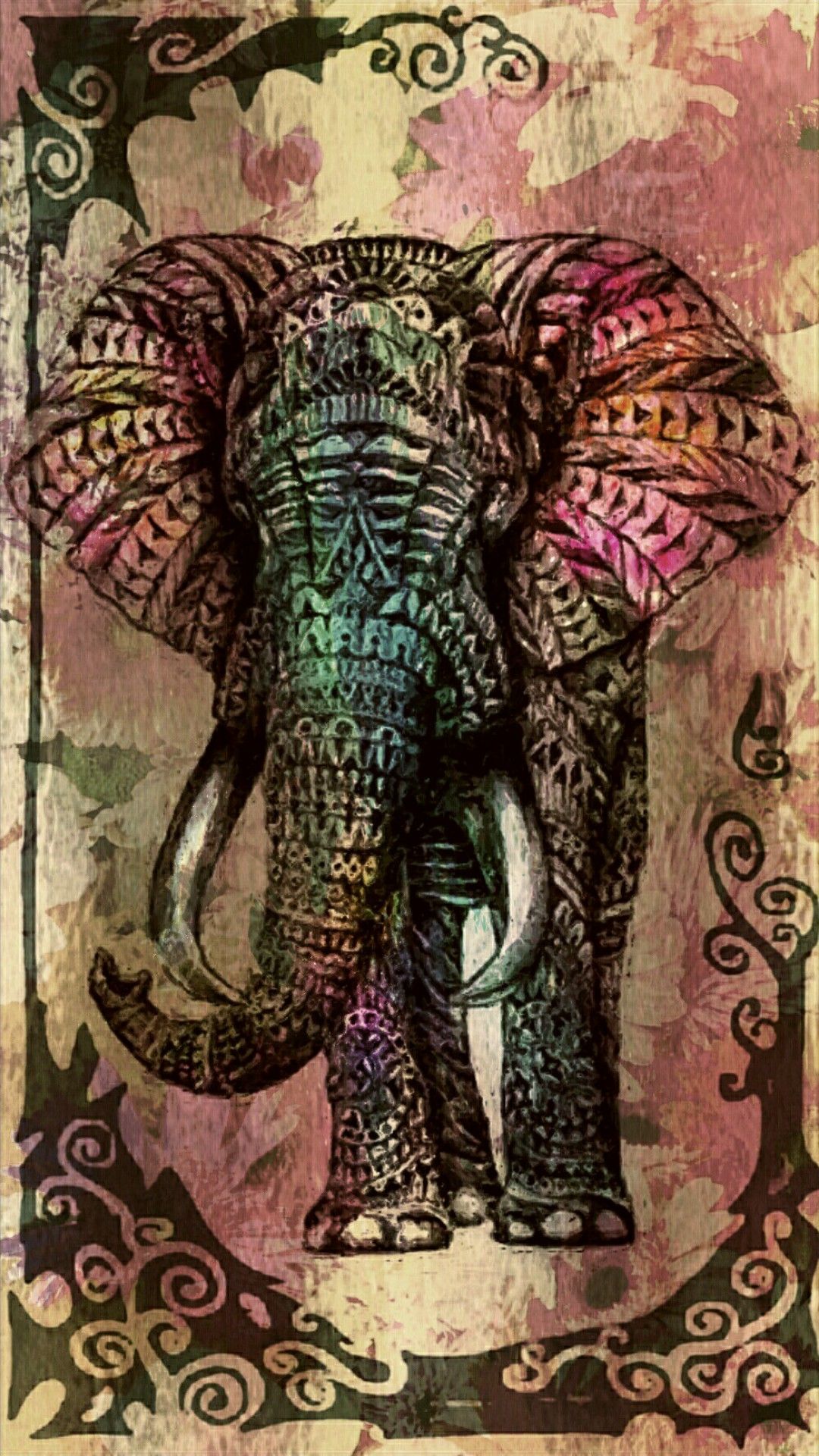 carta da parati iphone elefante,elefante,elefanti e mammut,elefante indiano,arte,illustrazione
