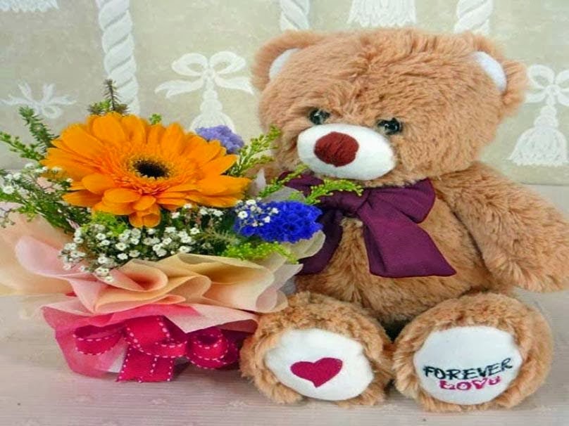 fonds d'écran ours en peluche avec des fleurs,ours en peluche,jouet en peluche,peluche,bouquet,fleurs coupées