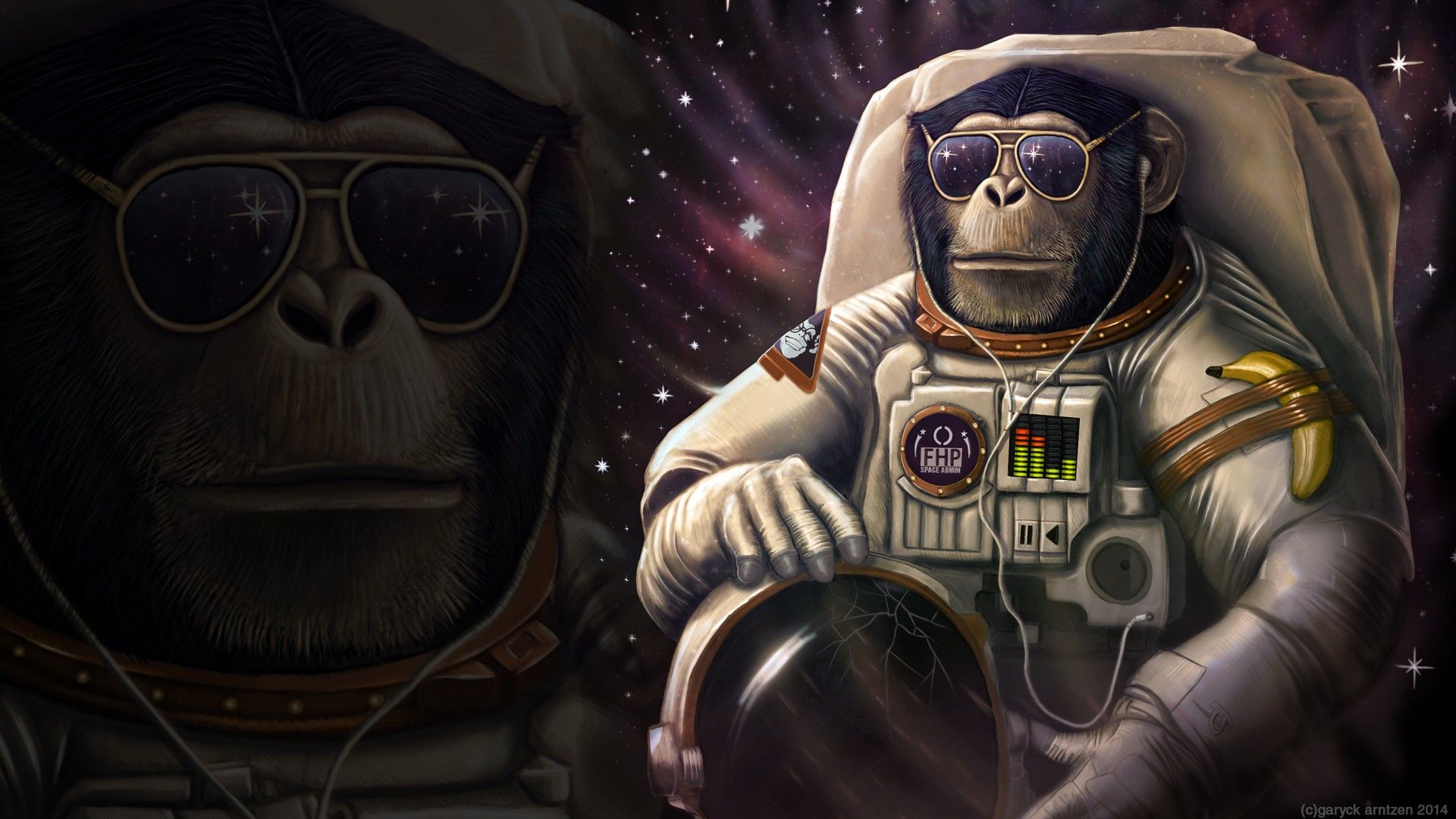 fond d'écran de singe cool,astronaute,animation,espace,personnage fictif,illustration