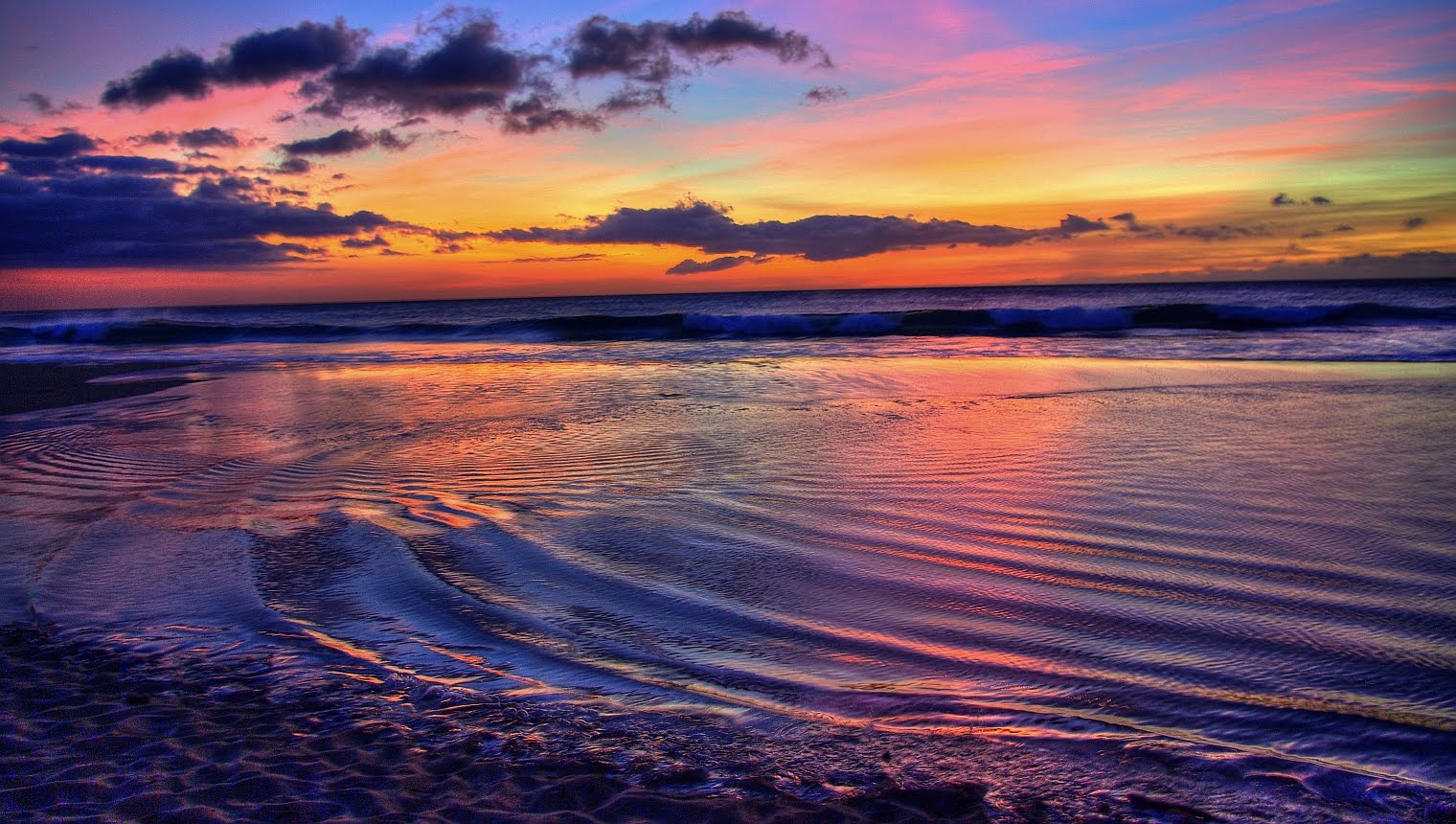 hawaii sonnenuntergang tapete,himmel,gewässer,horizont,natur,meer