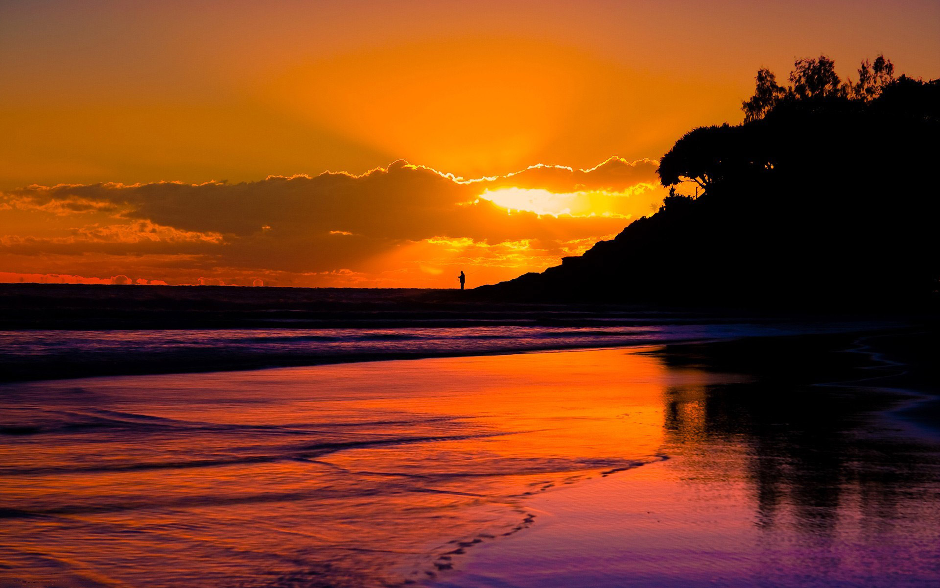 fond d'écran coucher de soleil hawaii,ciel,rémanence,horizon,la nature,le coucher du soleil