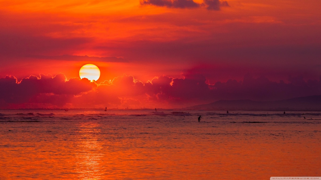 fond d'écran coucher de soleil hawaii,ciel,horizon,rémanence,ciel rouge au matin,lever du soleil