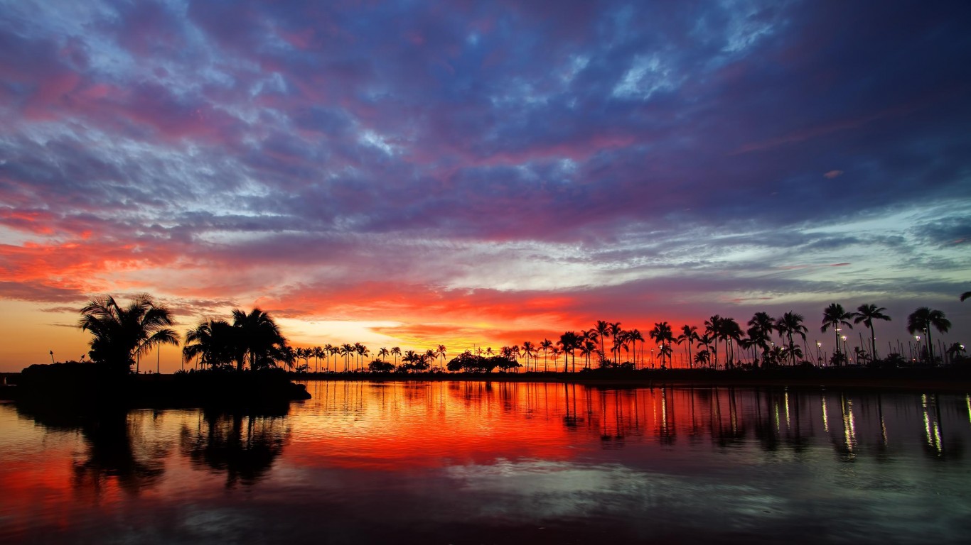 carta da parati tramonto hawaii,cielo,ultimi bagliori,natura,riflessione,paesaggio naturale
