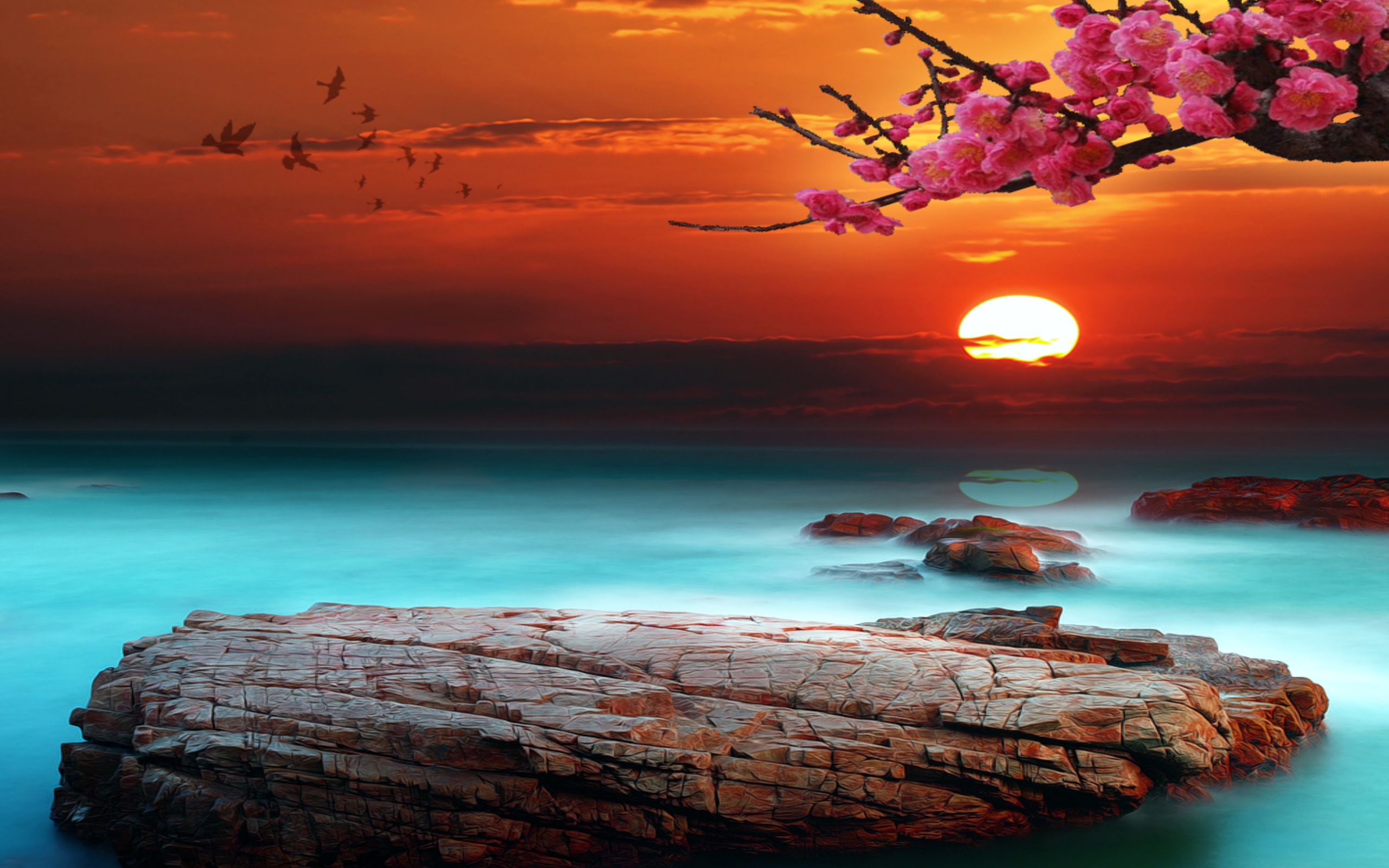 sunset desktop wallpaper,sky,natural landscape,nature,sea,horizon
