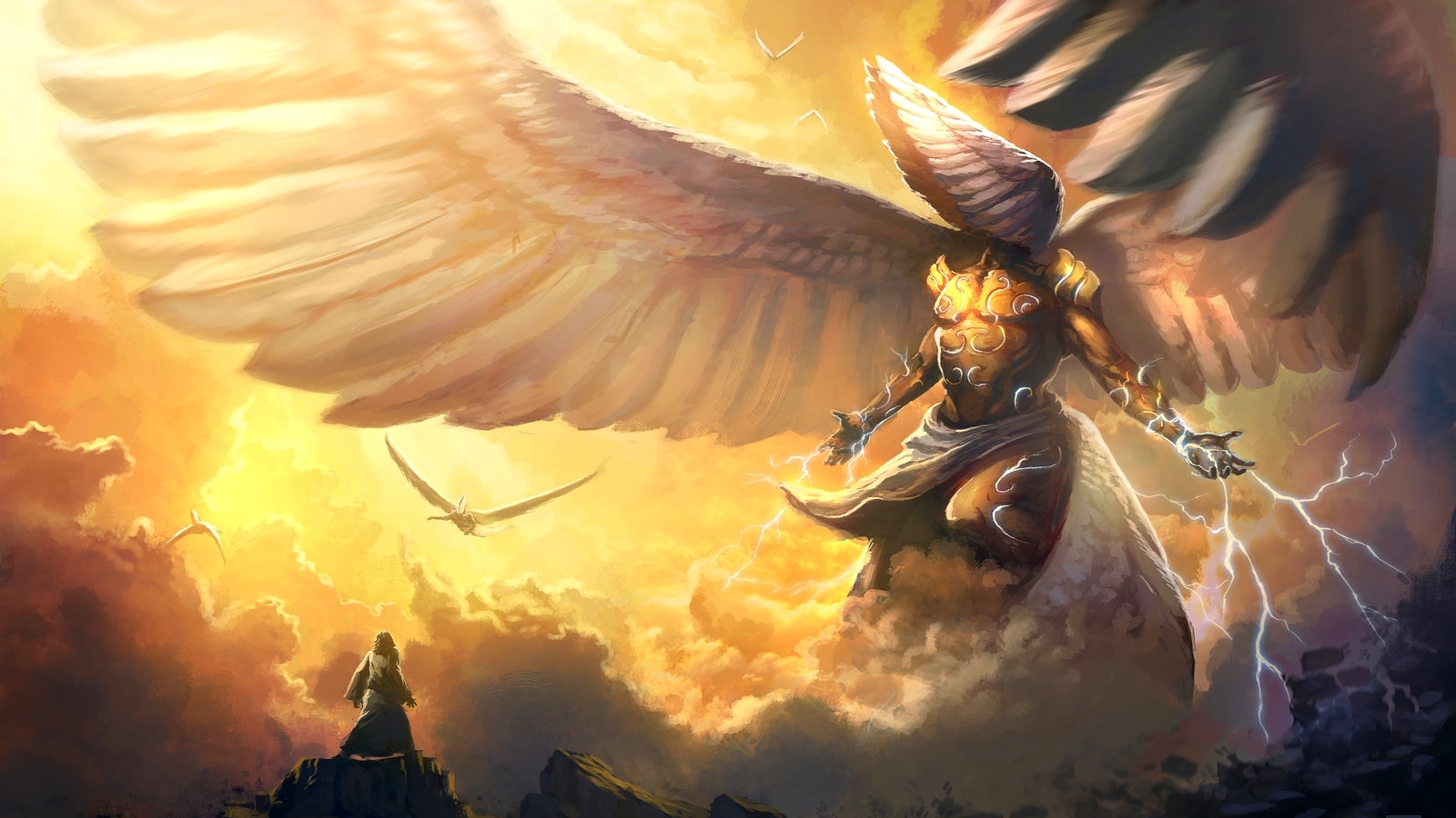 wallpaper religioso,mythology,cg artwork,fictional character,supernatural creature,sky