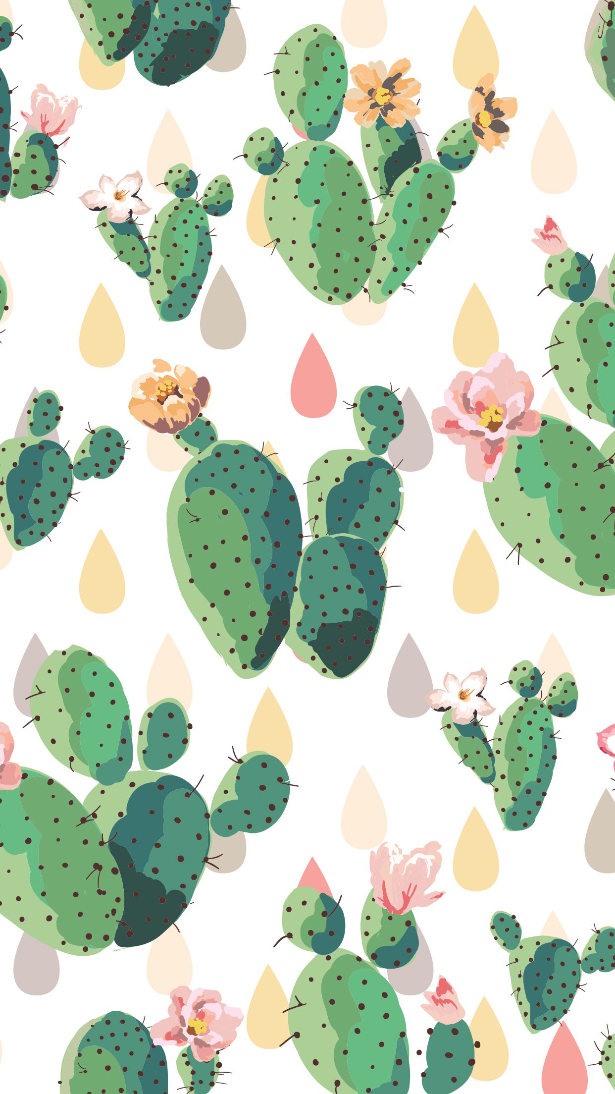 cute cactus wallpaper,cactus,green,barbary fig,pattern,nopal