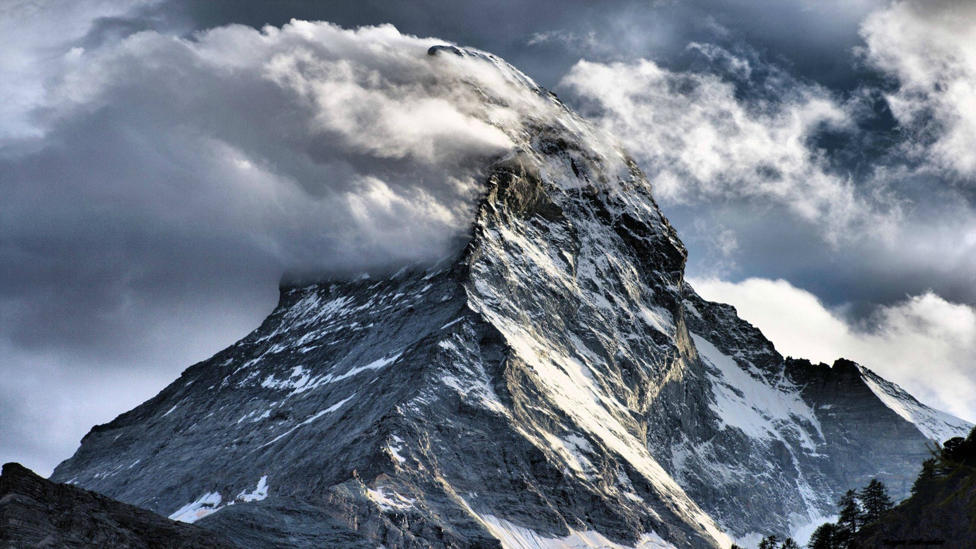 fond d'écran mathorn,montagne,ciel,la nature,chaîne de montagnes,nuage