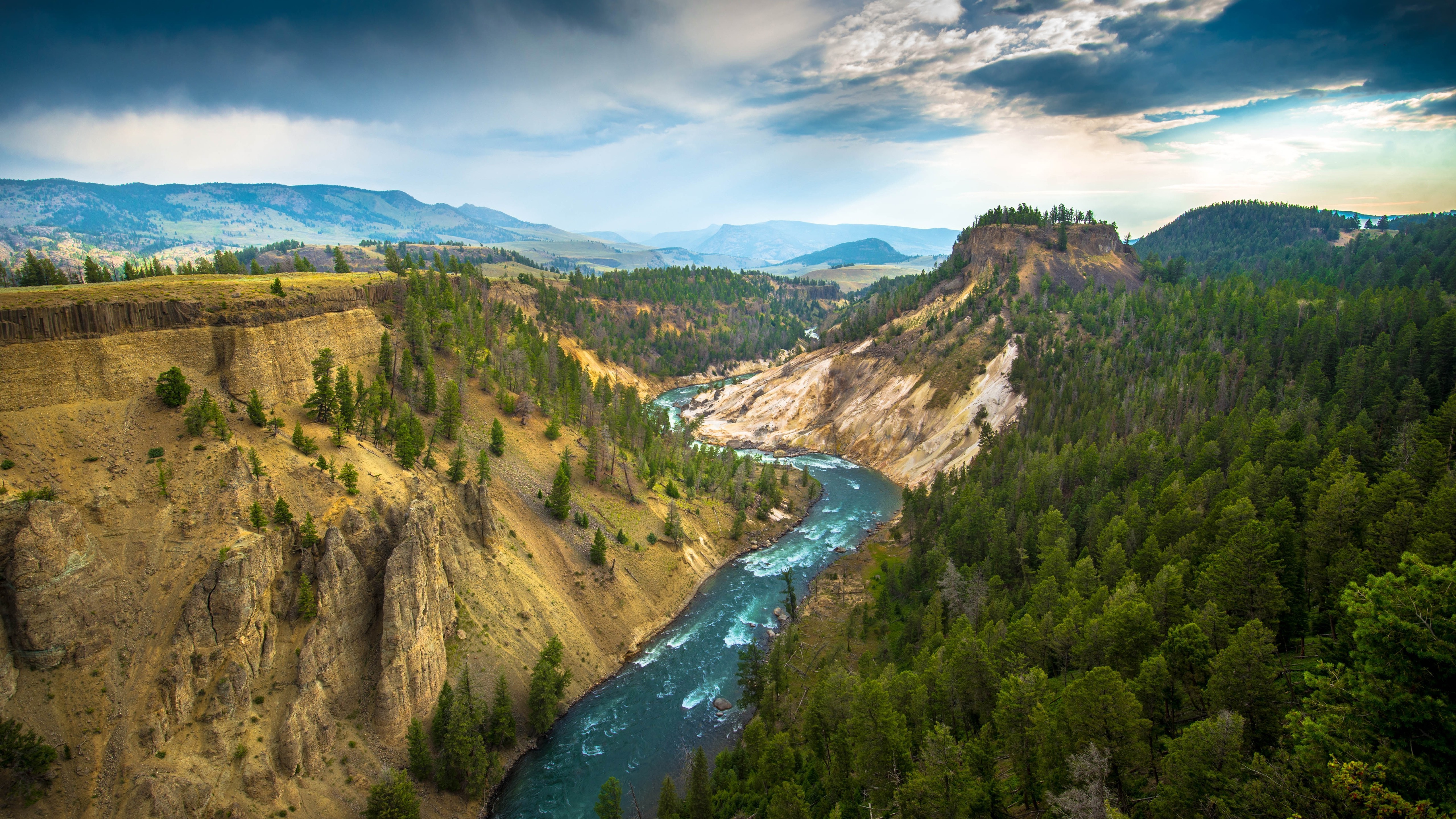 yellowstone wallpaper,natural landscape,nature,mountainous landforms,river,mountain