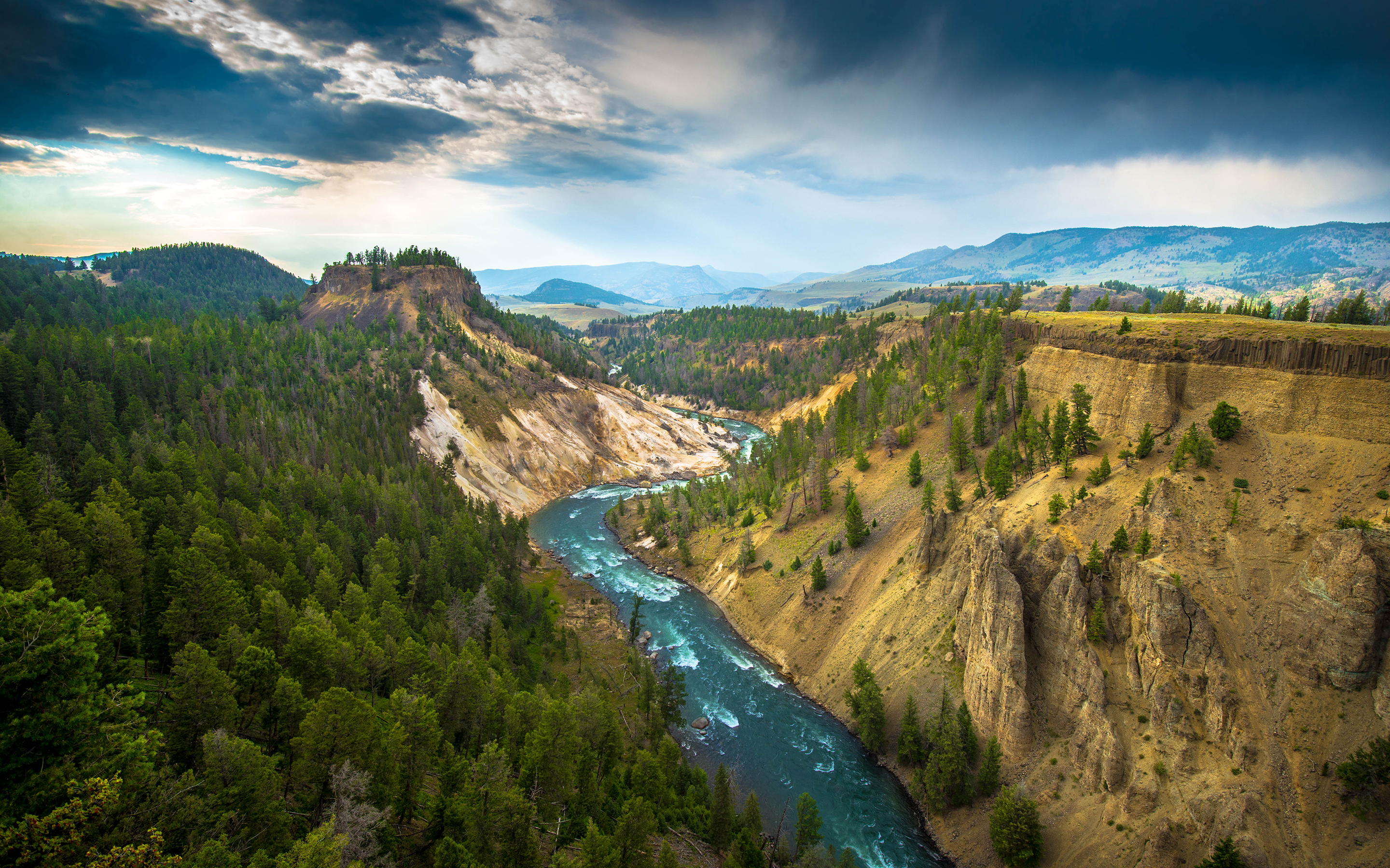 fond d'écran yellowstone,paysage naturel,la nature,montagne,rivière,l'eau