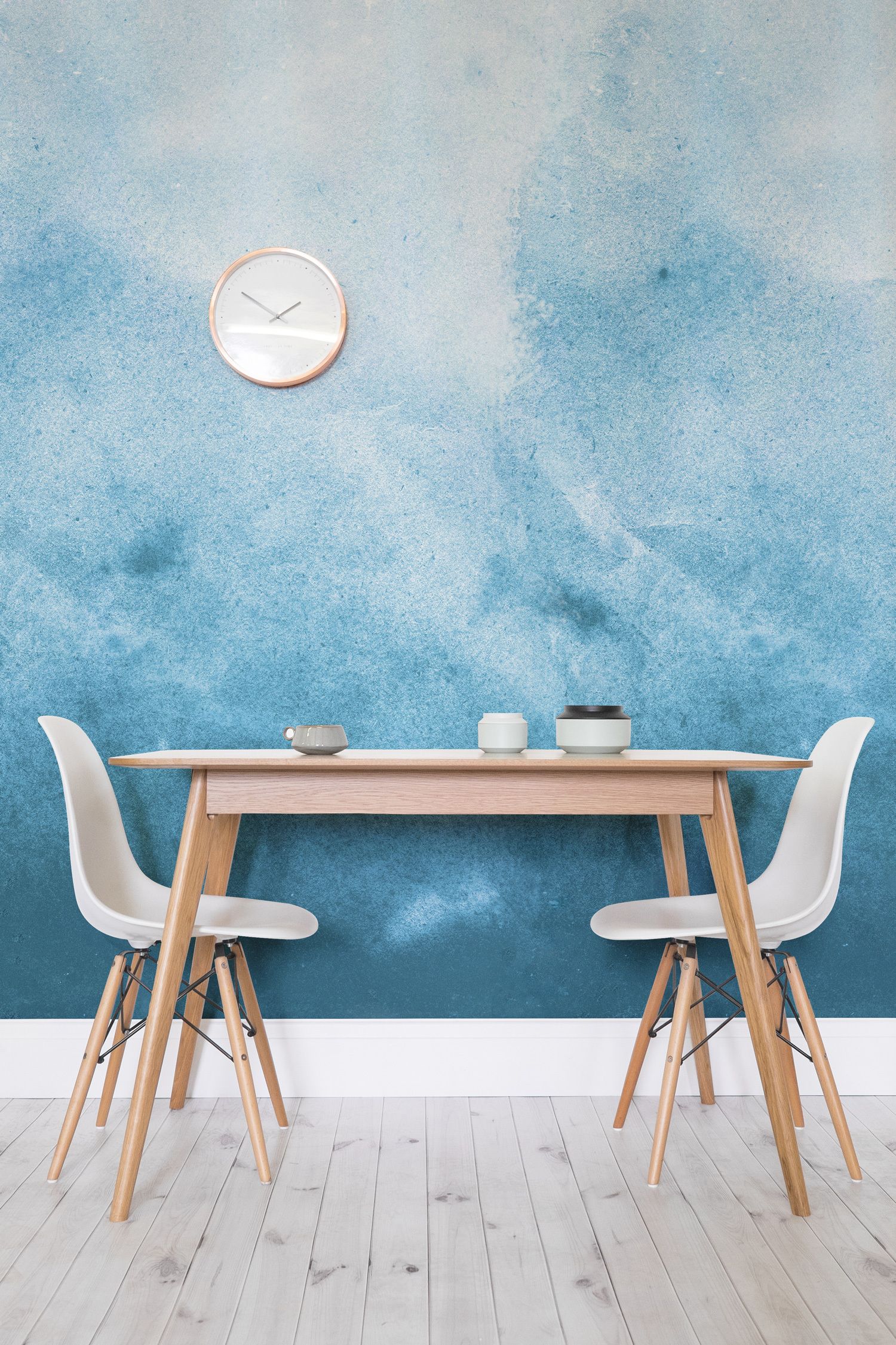 壁の水彩画の壁紙,家具,青い,テーブル,壁,ルーム