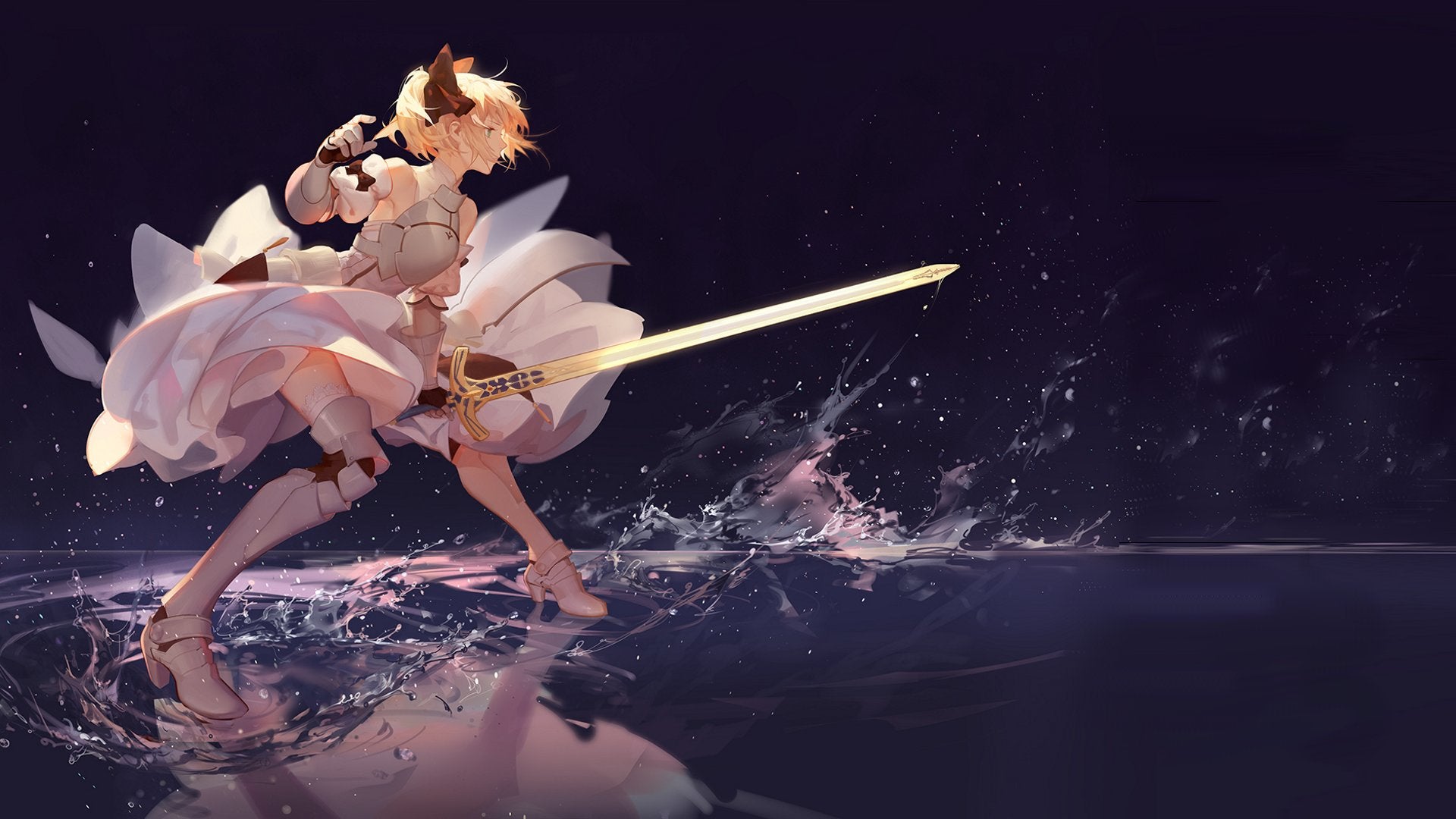 saber lily wallpaper,sky,beauty,cloud,water,dance