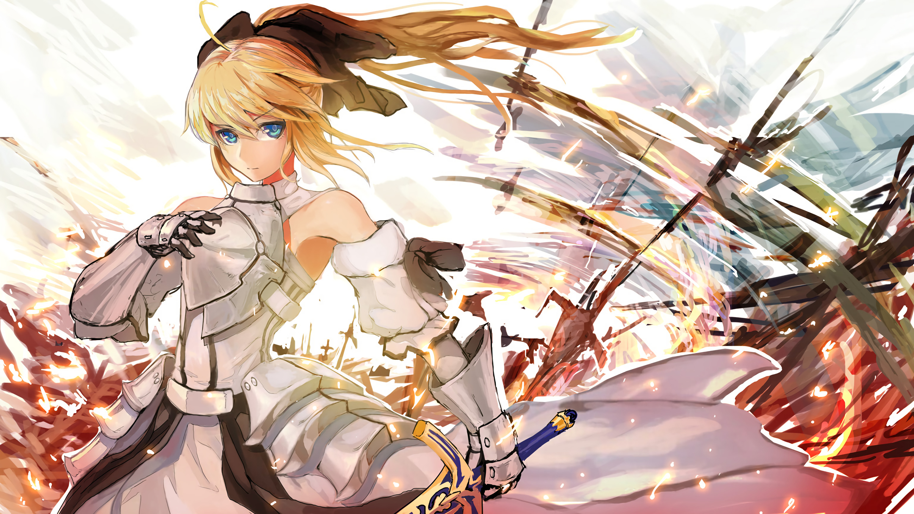 saber lily wallpaper,cartoon,cg artwork,anime,illustration,brown hair