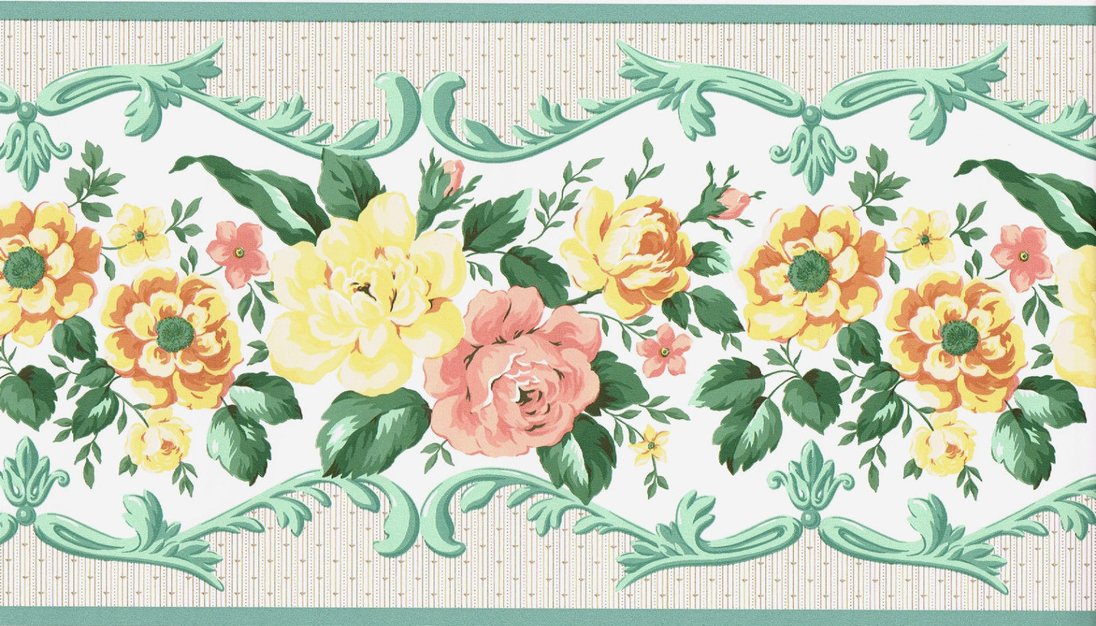 bordure de papier peint rose,jaune,fleur,plante,art floral,modèle