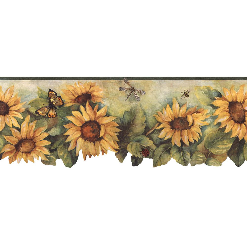 sunflower wallpaper border,sunflower,yellow,flower,sunflower,plant