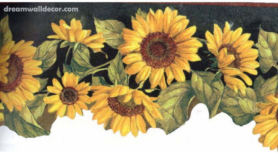 sunflower wallpaper border,flower,sunflower,sunflower,yellow,plant