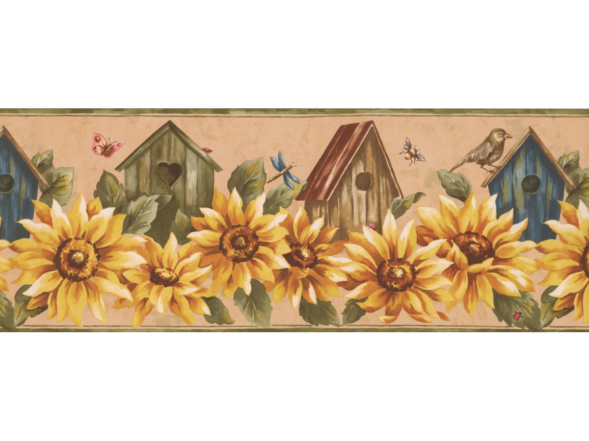 borde de papel tapiz de girasol,flor,amarillo,girasol,girasol,planta