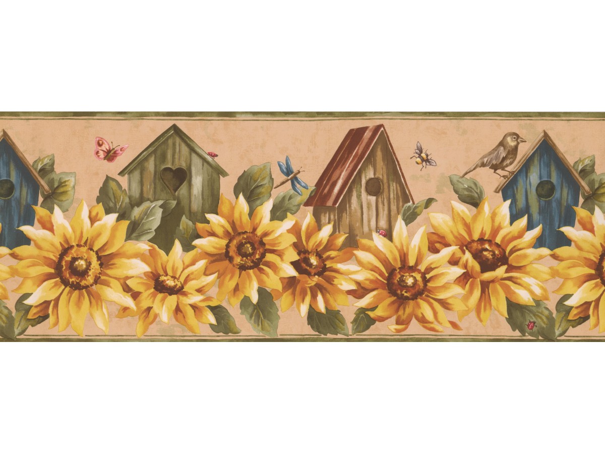 sunflower wallpaper border,flower,yellow,sunflower,sunflower,plant