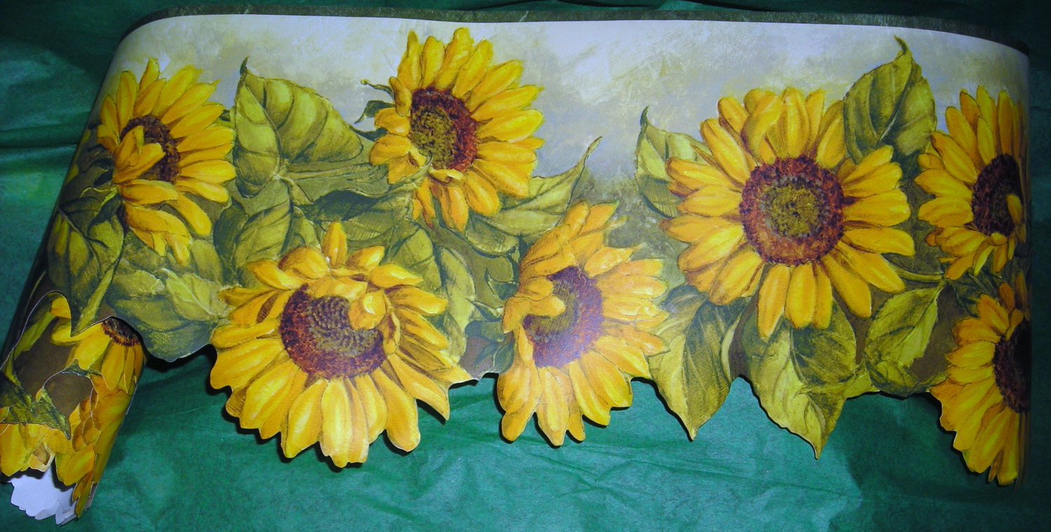 sunflower wallpaper border,sunflower,flower,sunflower,yellow,plant