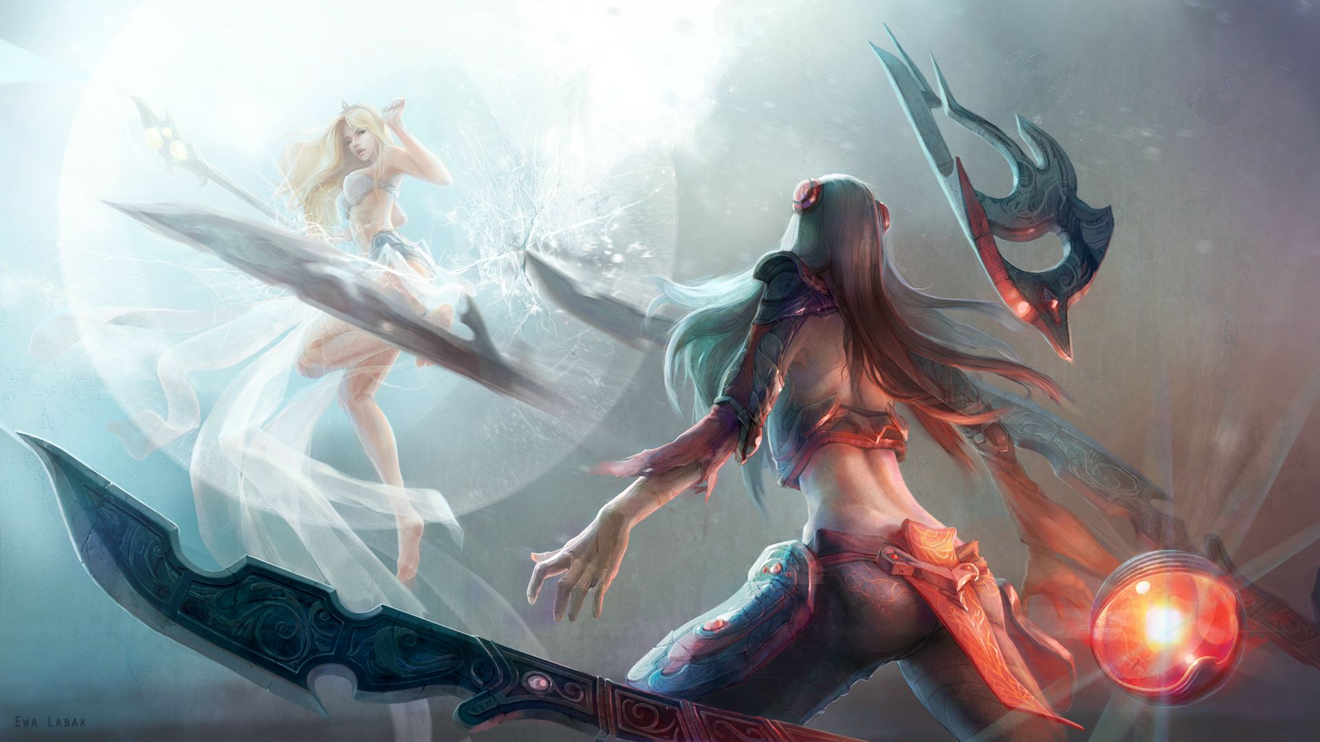 fond d'écran irelia,oeuvre de cg,personnage fictif,illustration,mythologie,jeux