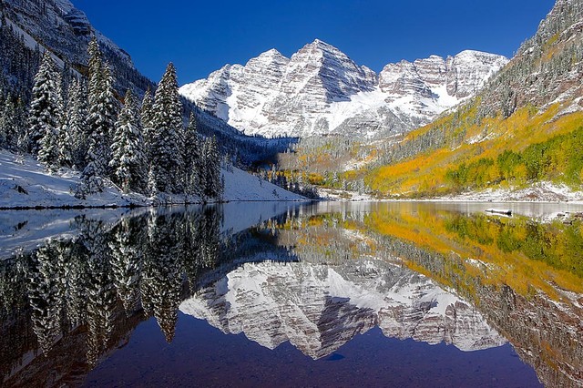 carta da parati aspen,montagna,riflessione,paesaggio naturale,natura,tarn