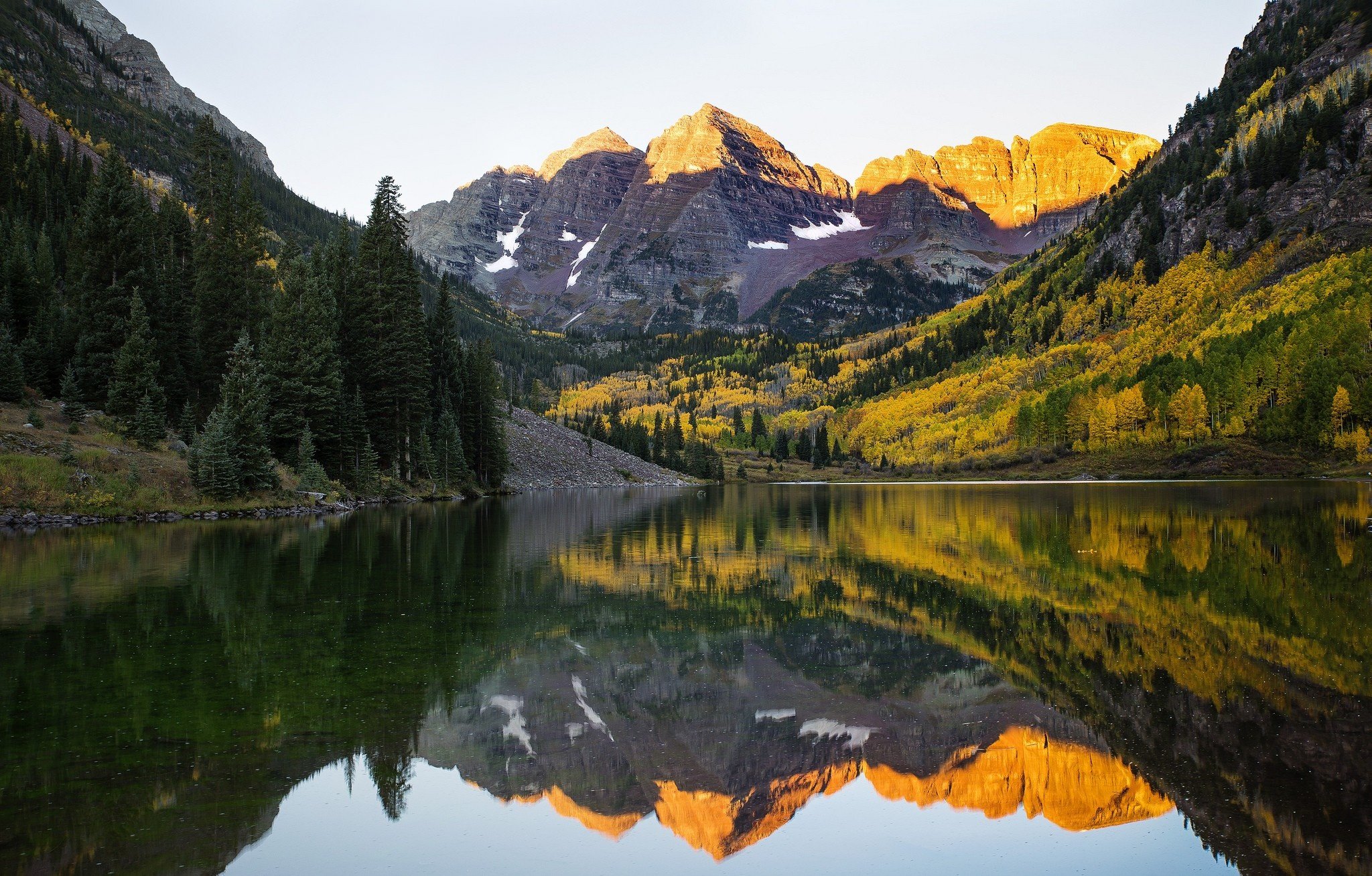 carta da parati aspen,riflessione,natura,paesaggio naturale,montagna,corpo d'acqua