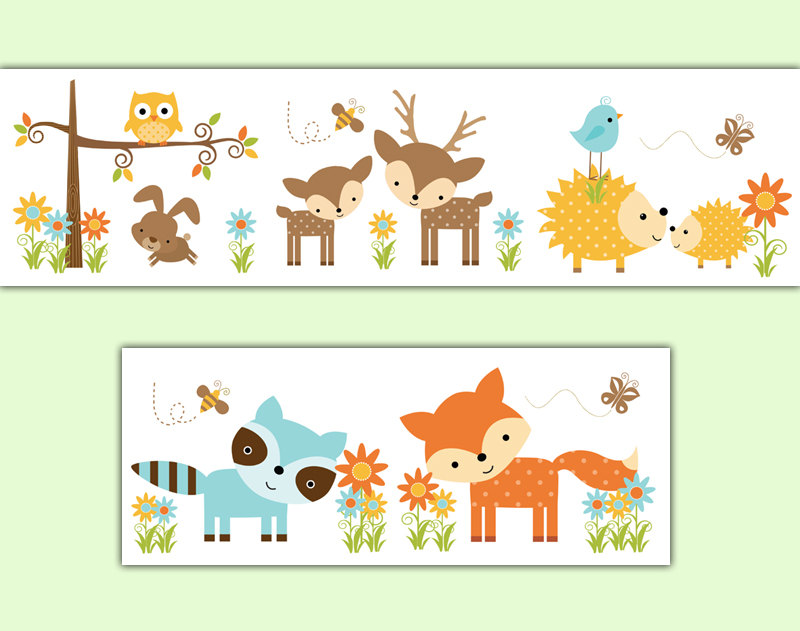 삼림 동물 벽지,노랑,만화,클립 아트,잎,벽 스티커