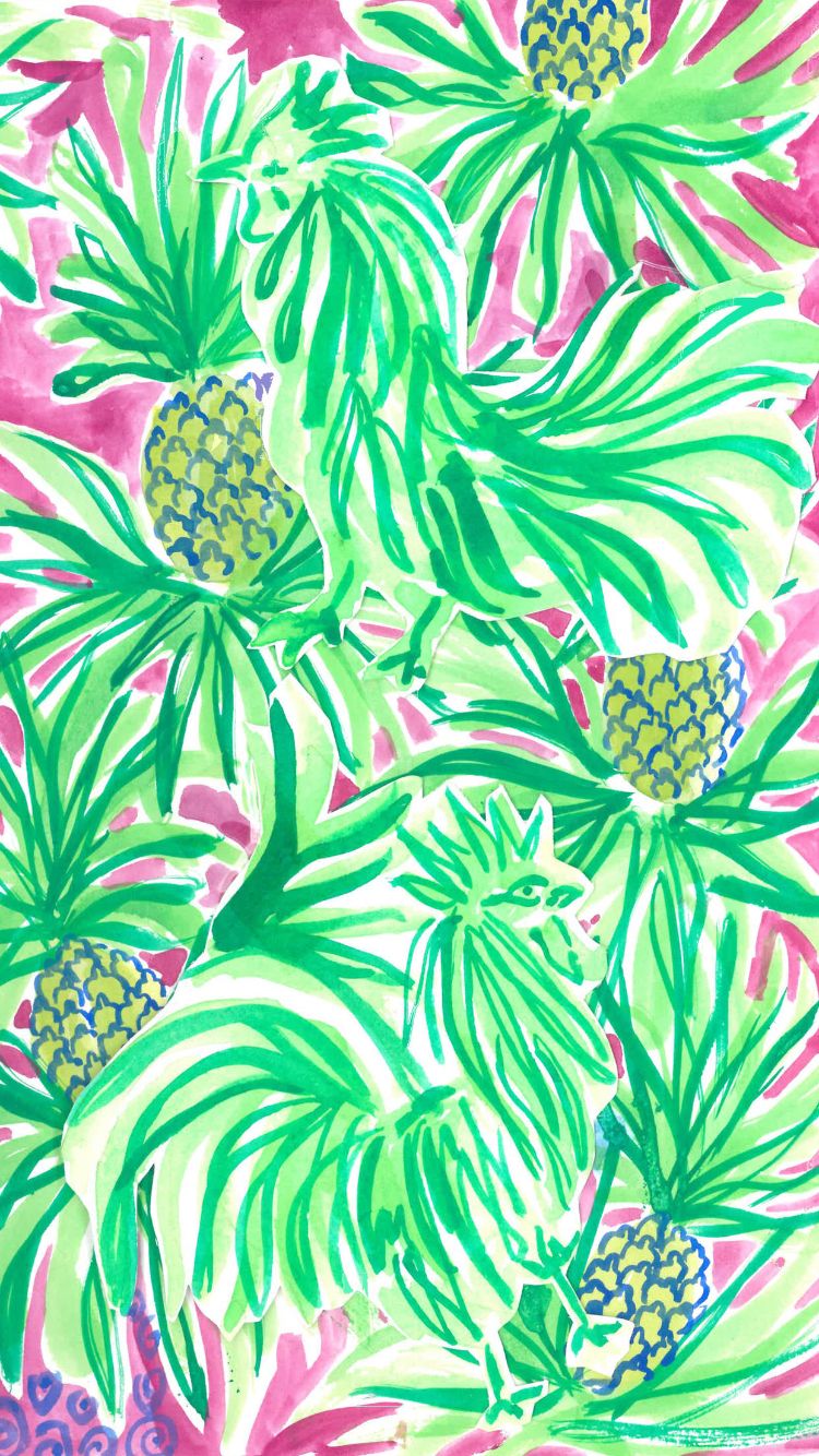 lilly pulitzer iphone wallpaper,pattern,plant,leaf,pineapple,botany