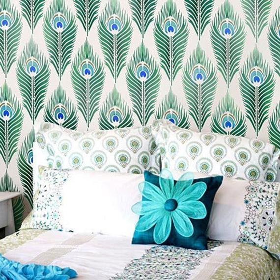 벽지 스텐실 패턴,푸른,아쿠아,터키 옥,초록,물오리