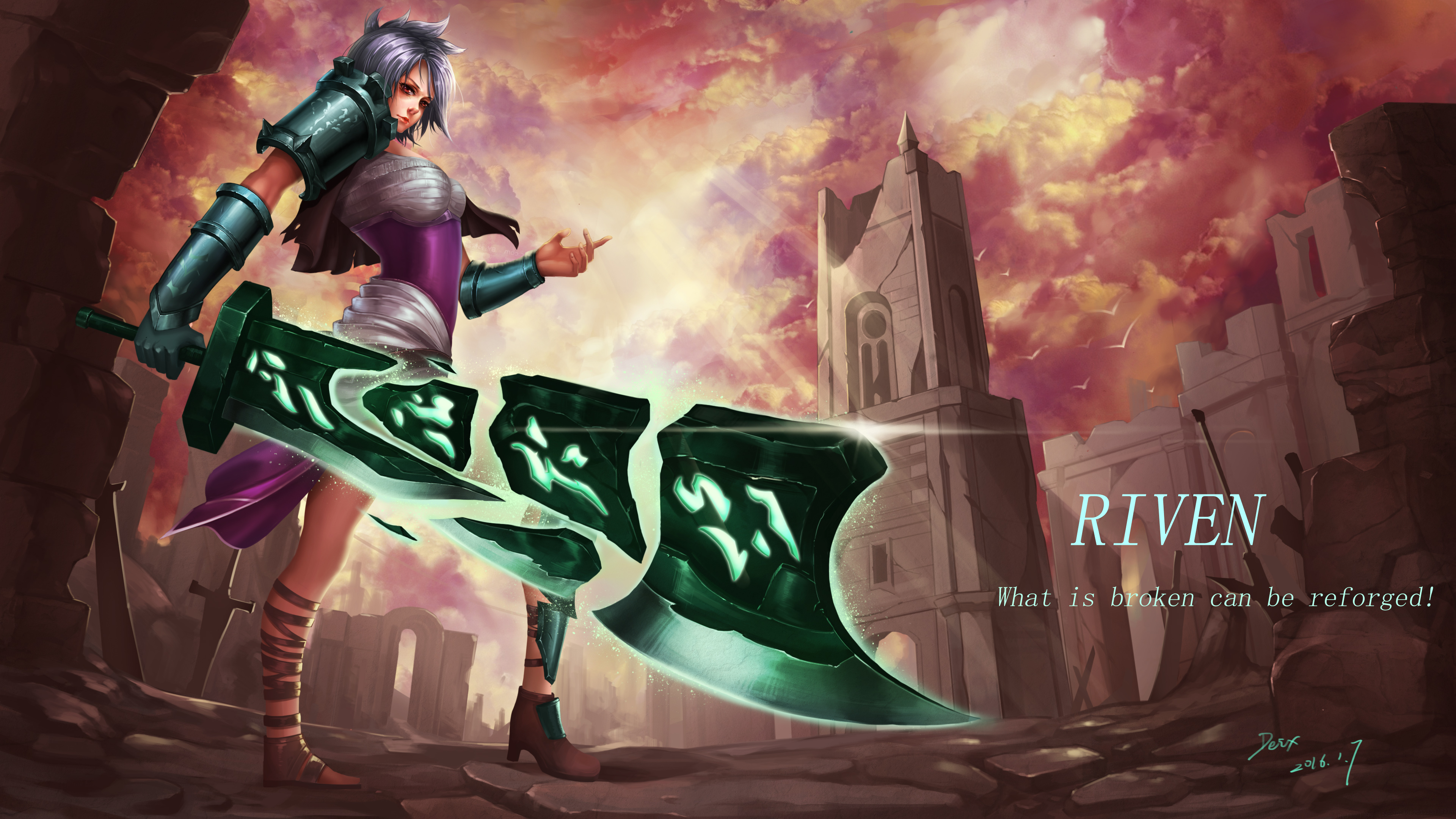 lol riven wallpaper,action adventure game,cg artwork,anime,fictional character,graphic design