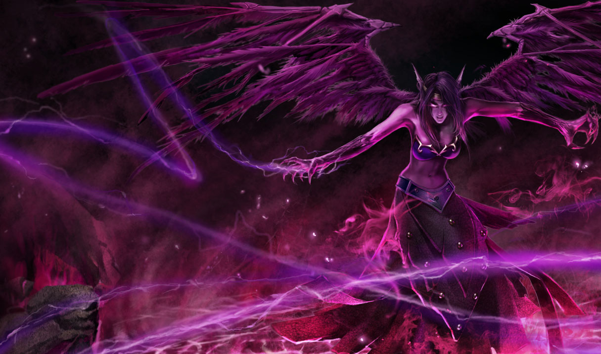 fondo de pantalla de morgana,púrpura,violeta,cg artwork,demonio,diseño gráfico