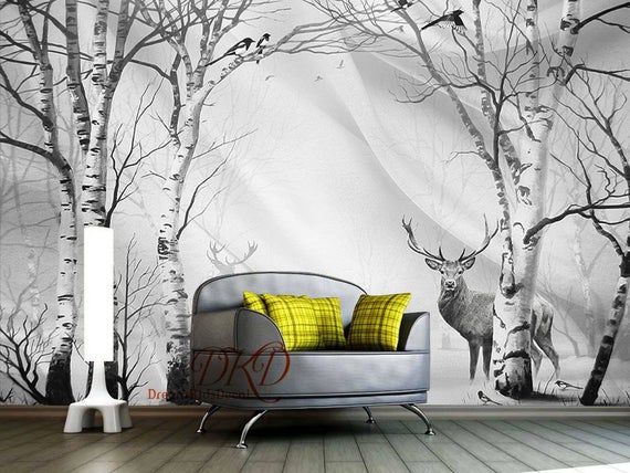 birch tree peel and stick wallpaper,tree,furniture,couch,wall,wallpaper