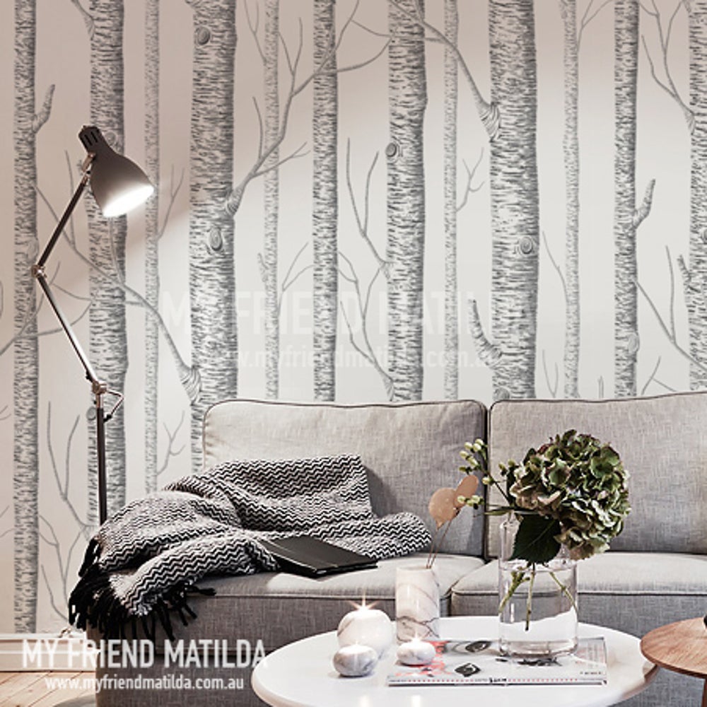 birch tree peel and stick wallpaper,interior design,wallpaper,room,curtain,wall