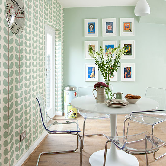 kitchen diner wallpaper,room,interior design,green,furniture,property