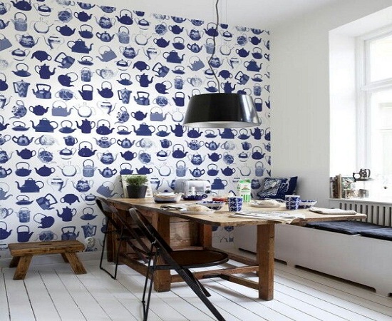 특이한 부엌 벽지,푸른,방,벽,인테리어 디자인,벽지