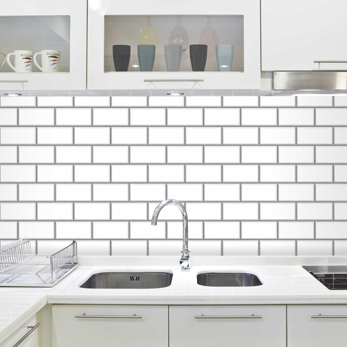 tile effect kitchen wallpaper,tile,countertop,white,kitchen,property