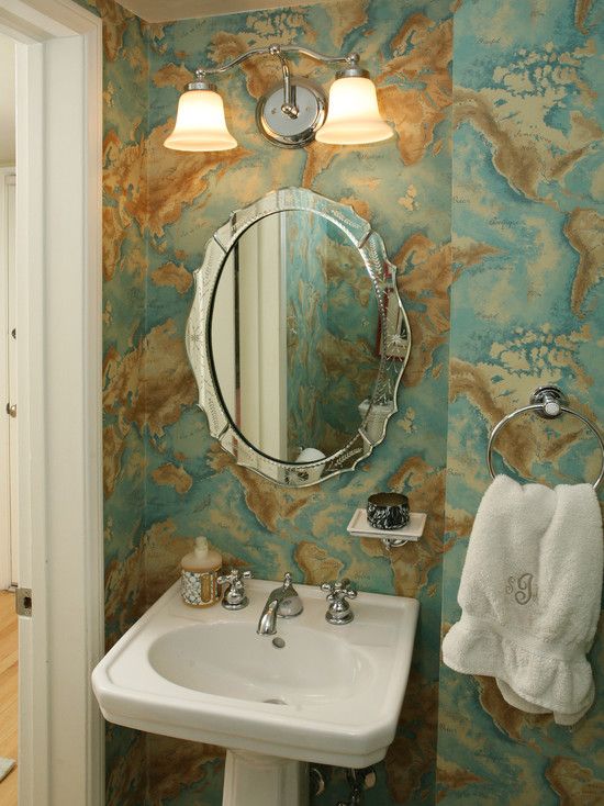 특이한 욕실 벽지,화장실,방,거울,인테리어 디자인,욕실 액세서리