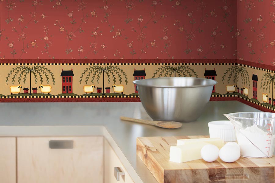 3d kitchen wallpaper,tile,kitchen,room,interior design,countertop