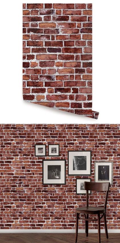 벽돌 스티커 벽지,벽돌 세공,벽돌,벽,갈색,방