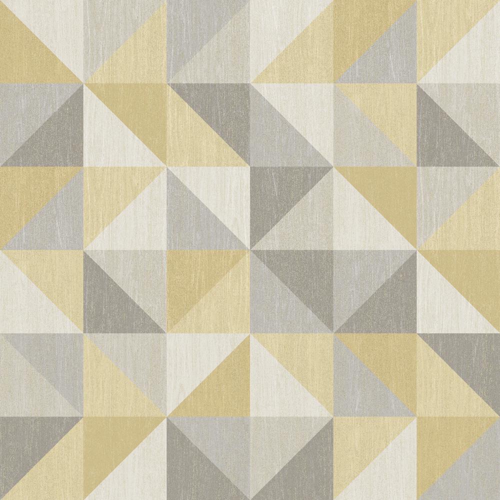 geometric peel and stick wallpaper,pattern,yellow,brown,beige,triangle
