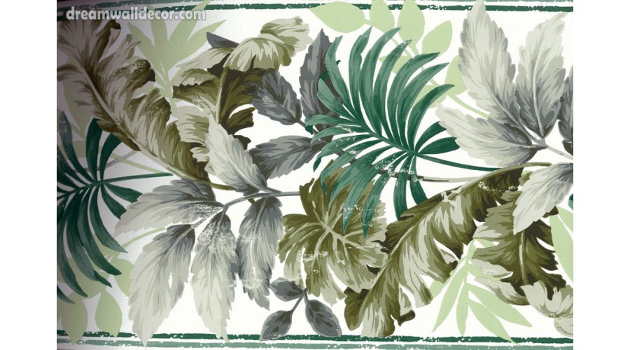 Home Green Tropical Leaves Wallpaper Border Tropical Leaves Wallpaper