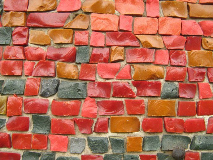 벽을위한 다채로운 벽지,벽돌 세공,벽돌,벽,조약돌,돌담