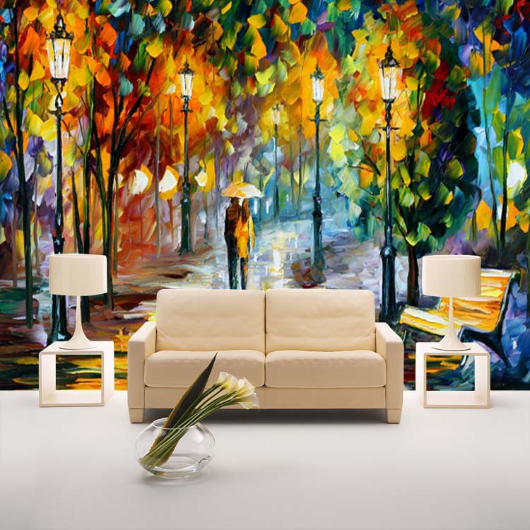 colorful wallpaper for walls,nature,yellow,tree,natural landscape,living room