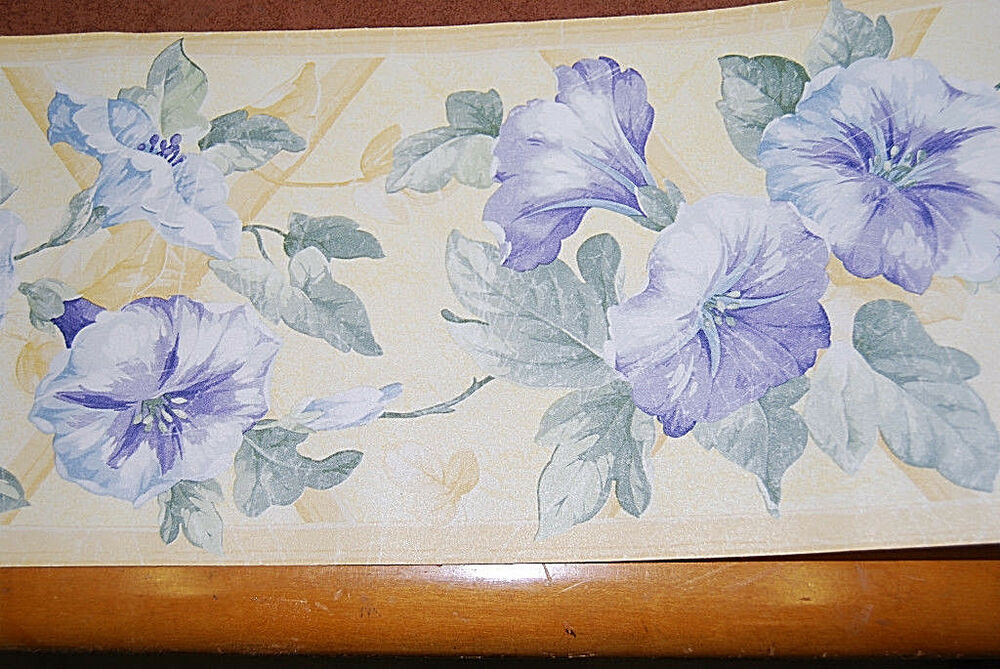 bordo carta da parati gialla,blu,fiore,viola,pianta,pittura ad acquerello
