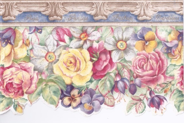 bordure de papier peint jaune,fleur,roses de jardin,art floral,peinture aquarelle,rose