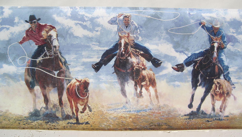 western wallpaper border,bridle,rein,animal sports,painting,rodeo