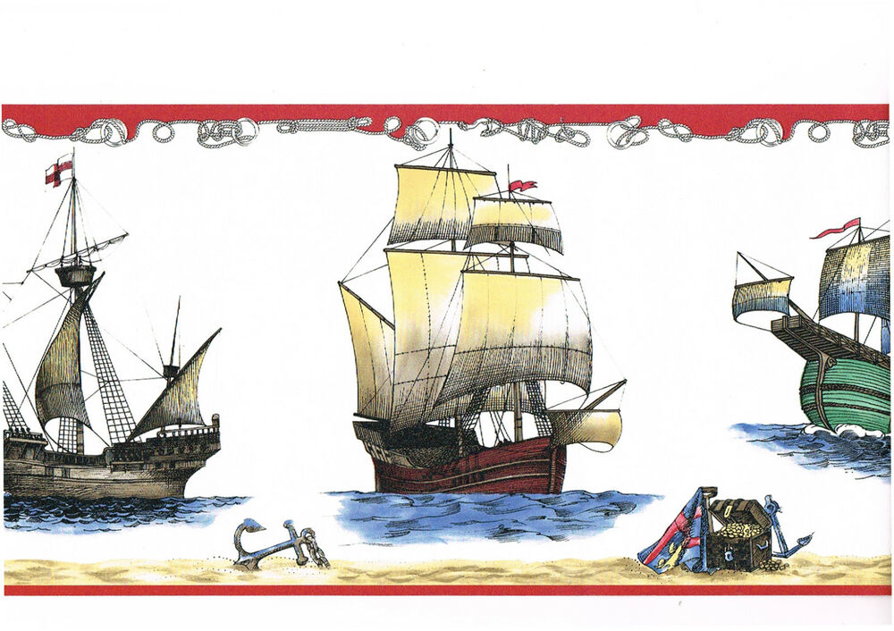 nautical wallpaper border,caravel,sailing ship,vehicle,galleon,east indiaman