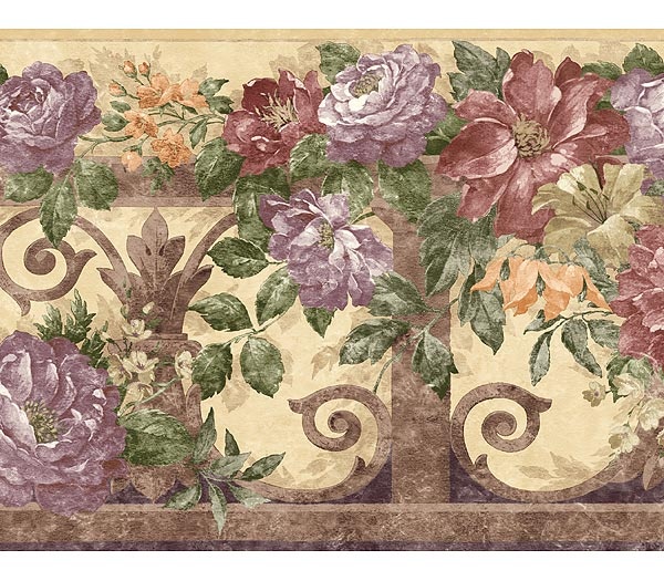 vintage wallpaper border,pattern,floral design,lilac,flower,purple