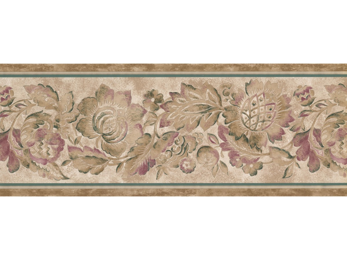 bordure de papier peint marron,rose,textile,beige,tapisserie,plante