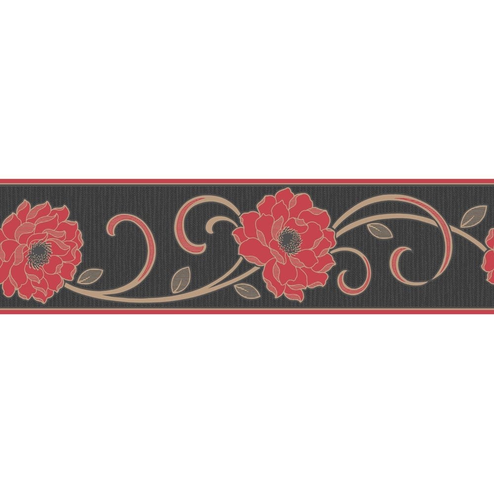 bordure de papier peint rouge,rouge,rose,modèle,art floral,textile