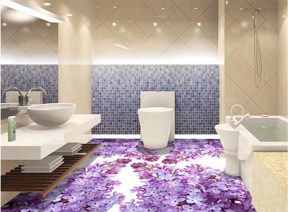 3d自己接着壁紙,浴室,紫の,タイル,ルーム,トイレ